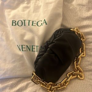 Bottega Veneta chain pouch in black with gold chain. NWT and dust bag!!!!